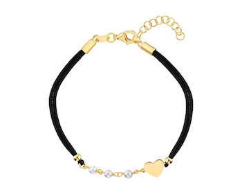 Gold plated silver bracelet with mother of pearl - heart