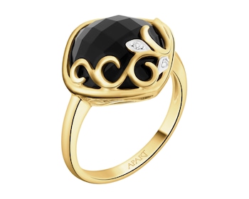 14 K Rhodium-Plated Yellow Gold Ring - fineness 14 K