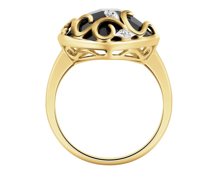 14 K Rhodium-Plated Yellow Gold Ring - fineness 14 K