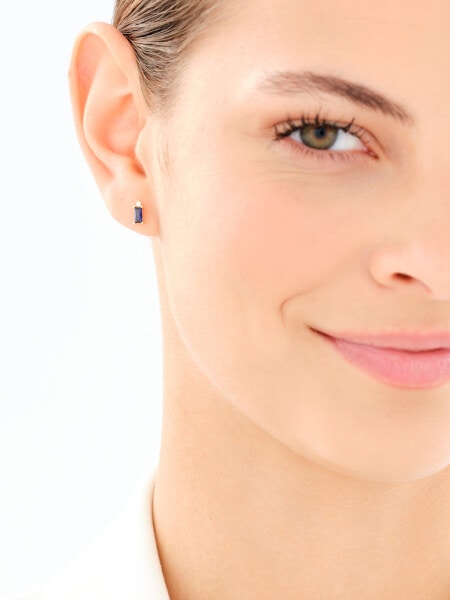 14 K Yellow Gold Set with Synthetic Sapphire