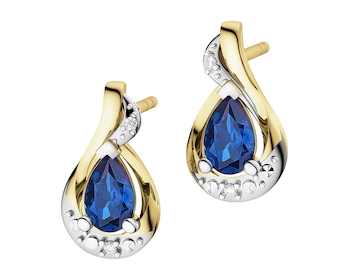 14 K Rhodium-Plated Yellow Gold Earrings  - fineness 14 K