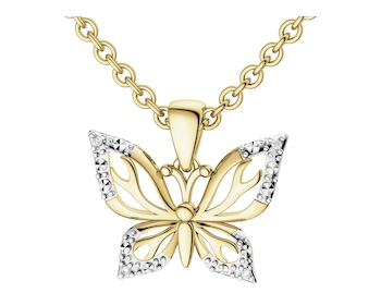 Zawieszka z żółtego złota z diamentami - motyl - 0,01 ct - próba 375