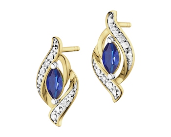 14 K Rhodium-Plated Yellow Gold Earrings  - fineness 14 K