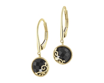 14 K Rhodium-Plated Yellow Gold Dangling Earring  - fineness 14 K