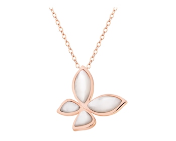 Pozlacený náhrdelník z mosazi s perletí - motýl