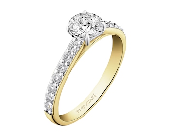 Yellow and white gold ring with brilliant - 0,52 ct - fineness 585