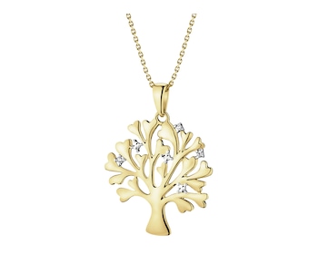 9 K Rhodium-Plated Yellow Gold Pendant with Diamonds - 0,01 ct - fineness 9 K