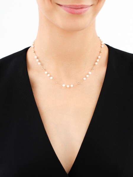 9 K Rhodium-Plated Yellow Gold Necklace - fineness 9 K