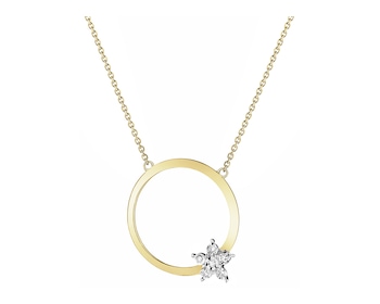 9 K Rhodium-Plated Yellow Gold Necklace with Diamonds - 0,01 ct - fineness 9 K