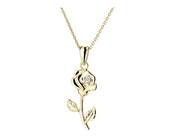 14 K Rhodium-Plated Yellow Gold Pendant with Diamond - 0,005 ct - fineness 14 K