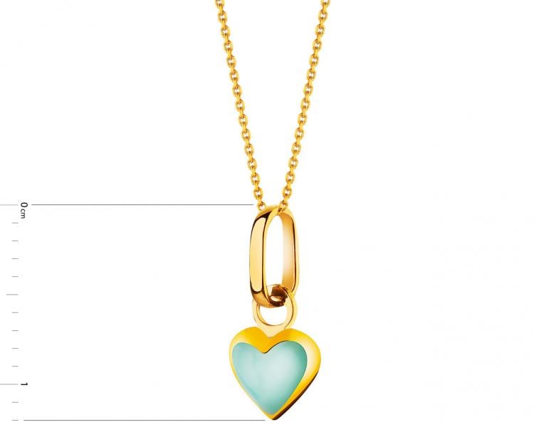 Yellow Gold Pendant with Enamel - Heart