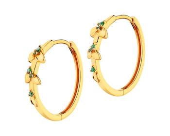 Sterling Silver Earrings With Cubic Zirconia - Leaves