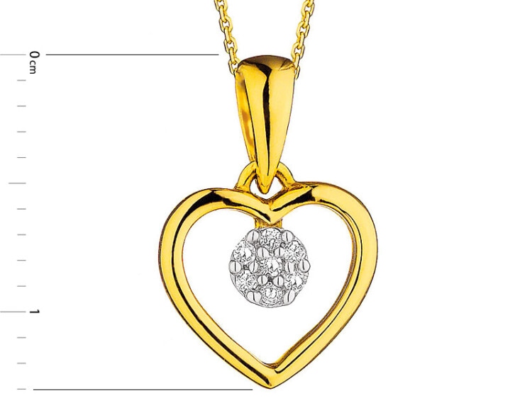 Zlatý přívěsek s diamanty - srdce 0,02 ct - ryzost 585