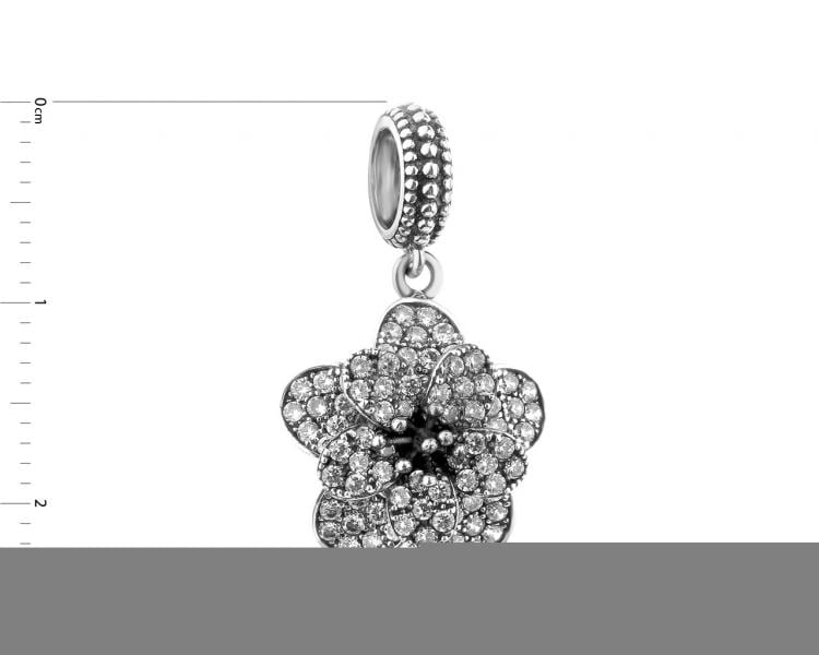Zawieszka srebrna beads z cyrkoniami - kwiat