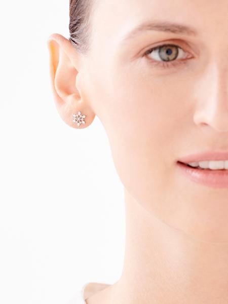 Stříbrné náušnice se zirkony - sněhové vločky