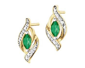 14 K Rhodium-Plated Yellow Gold Earrings  - fineness 14 K