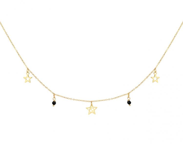 Zlatý náhrdelník se zirkony, anker - hvězdy