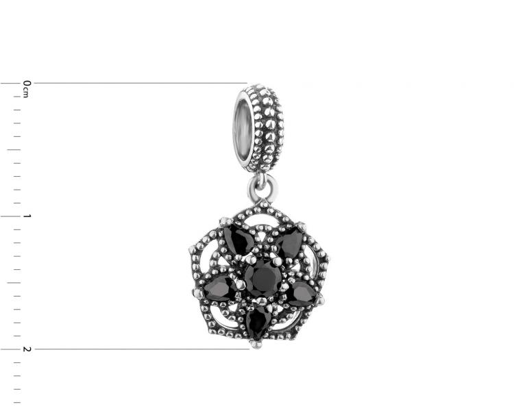 Zawieszka srebrna na bransoletę beads z cyrkoniami - kwiat