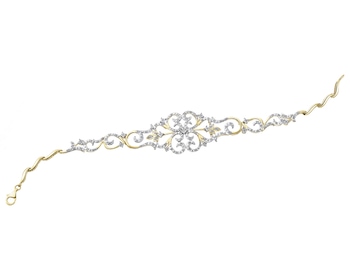 14 K Rhodium-Plated Yellow Gold Bracelet with Diamonds - 0,40 ct - fineness 14 K