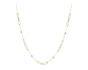 9 K Rhodium-Plated Yellow Gold Necklace with Diamonds - 0,02 ct - fineness 9 K