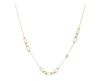 9 K Rhodium-Plated Yellow Gold Necklace with Diamonds - 0,006 ct - fineness 9 K