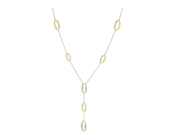 14 K Rhodium-Plated Yellow Gold Necklace with Diamonds - 0,04 ct - fineness 14 K