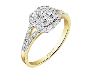 Yellow and white gold diamond ring - 0,40 ct - fineness 585