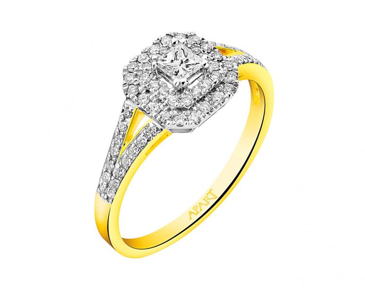 Yellow and white gold diamond ring 0,40 ct - fineness 585