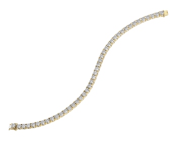 585 Yellow And White Gold Plated Tennis Bracelet with Diamonds - 2,52 ct - fineness 585