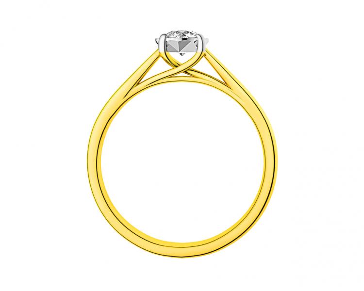 Prsten ze žlutého a bílého zlata s briliantem 0,30 ct - ryzost 585