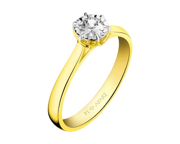 Yellow and white gold ring with brilliant 0,30 ct - fineness 585