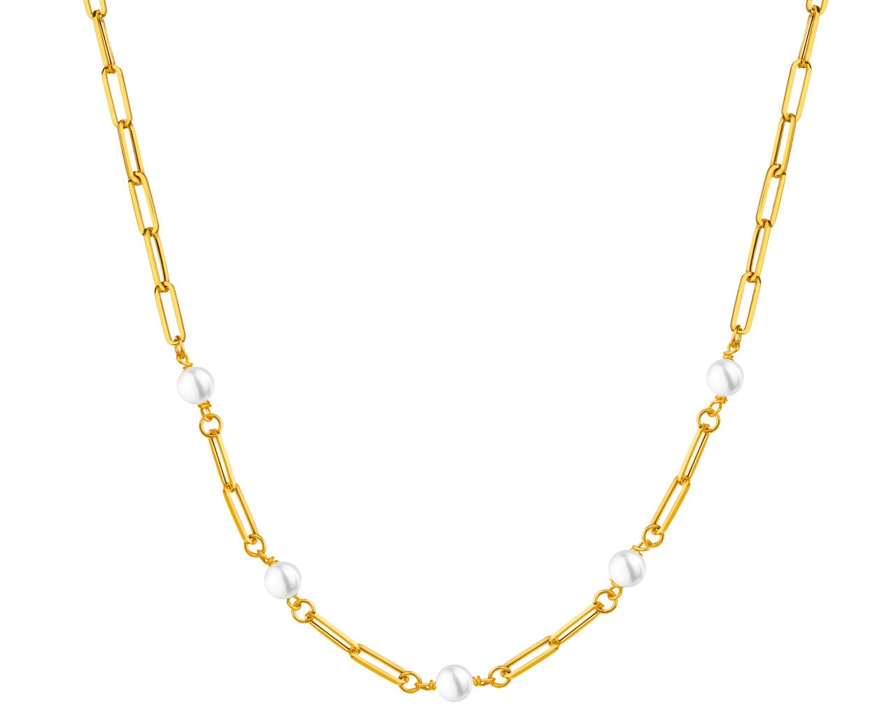 Złoty naszyjnik z perłami - paper clip