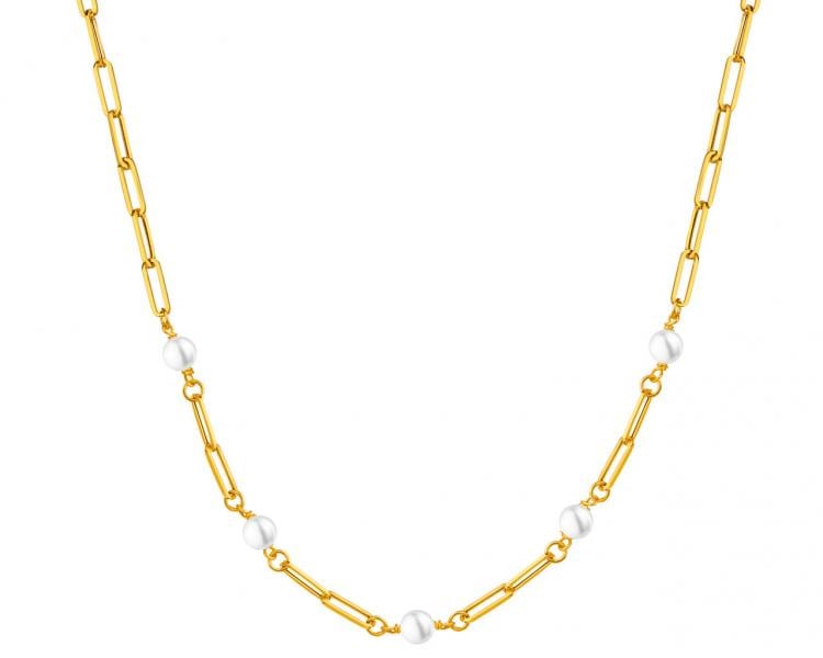 Złoty naszyjnik z perłami - paper clip