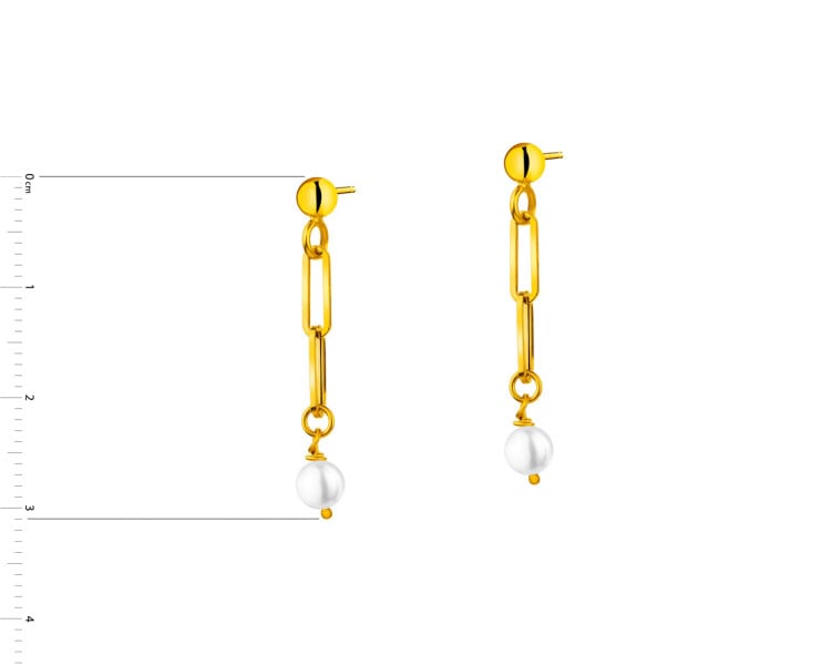 Złote kolczyki z perłami - paper clip