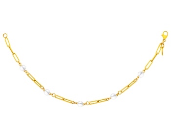 Złota bransoletka z perłami - paper clip