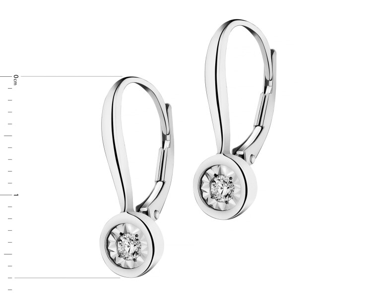 14 K Rhodium-Plated White Gold Earrings with Diamonds - 0,10 ct - fineness 14 K