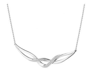 Naszyjnik z białego złota z diamentami - 0,01 ct - próba 585