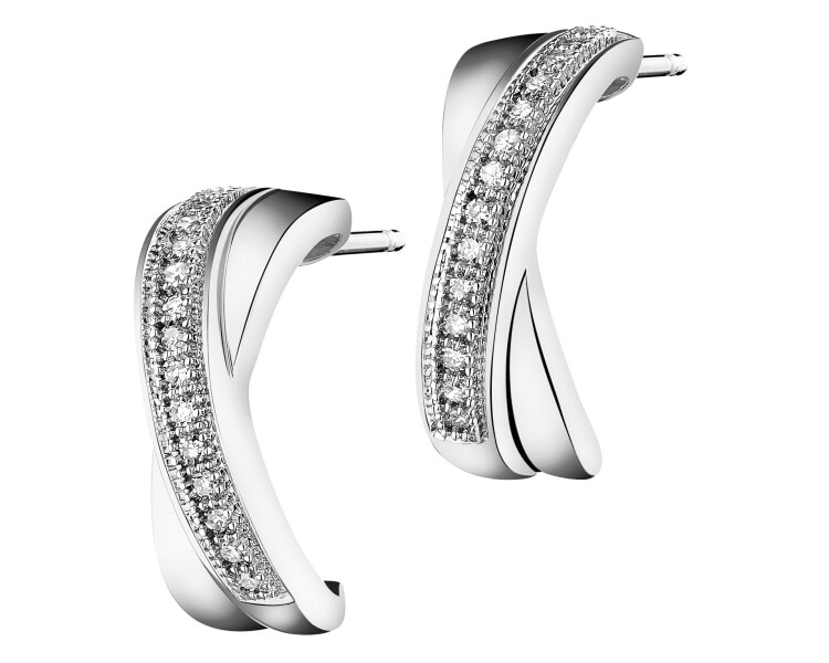 Náušnice z bílého zlata s diamanty - 0,08 ct - ryzost 585
