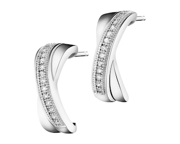 Náušnice z bílého zlata s diamanty - 0,08 ct - ryzost 585