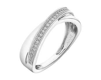 Prsten z bílého zlata s diamanty 0,08 ct - ryzost 585