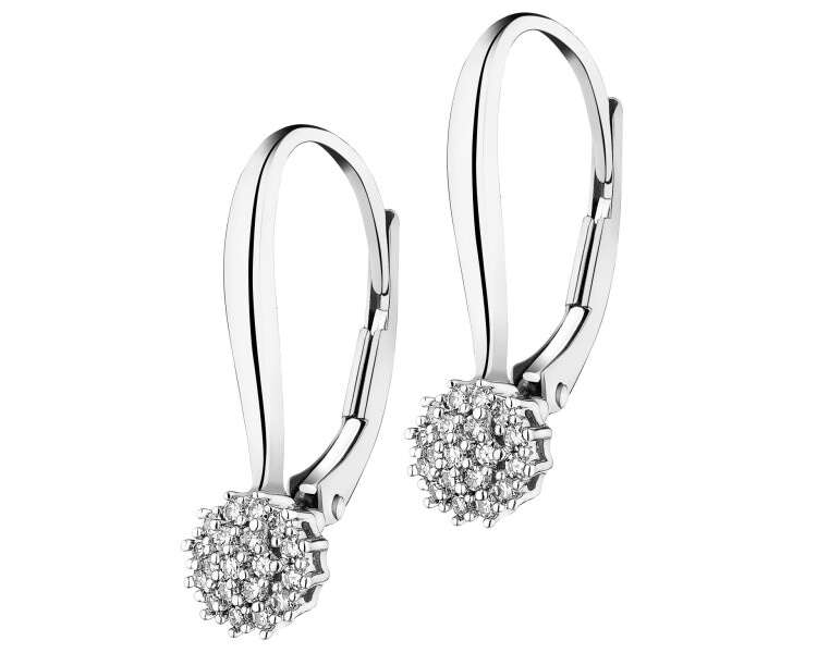 Kolczyki z białego złota z diamentami - 0,12 ct - próba 585