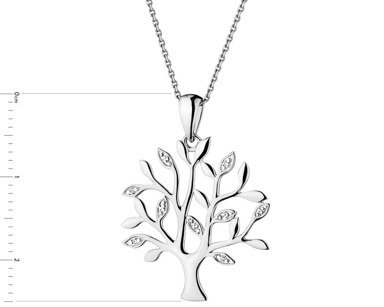 Zawieszka z białego złota z diamentami - drzewko - 0,01 ct - próba 585