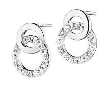 585 Rhodium-Plated White Gold Earrings with Diamonds 0,04 ct - fineness 14 K