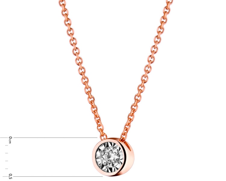 9ct Pink Gold, White Gold Necklace with Diamond 0,05 ct - fineness 585