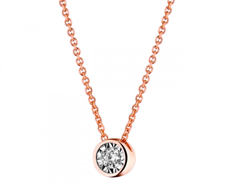 9ct Pink Gold, White Gold Necklace with Diamond 0,05 ct - fineness 585
