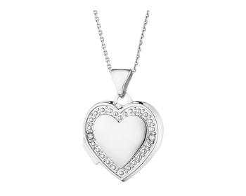 Přívěsek z bílého zlata s diamanty - otevírací medailon - srdce - 0,01 ct - ryzost 585