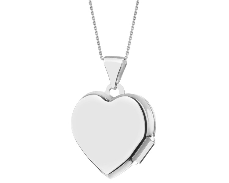 Přívěsek z bílého zlata s diamanty - otevírací medailon - srdce - 0,01 ct - ryzost 585
