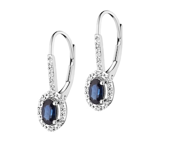 585 Rhodium-Plated White Gold Earrings with Diamonds - fineness 14 K