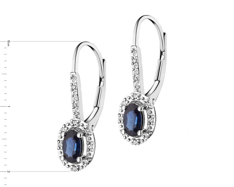 585 Rhodium-Plated White Gold Earrings with Diamonds - fineness 14 K