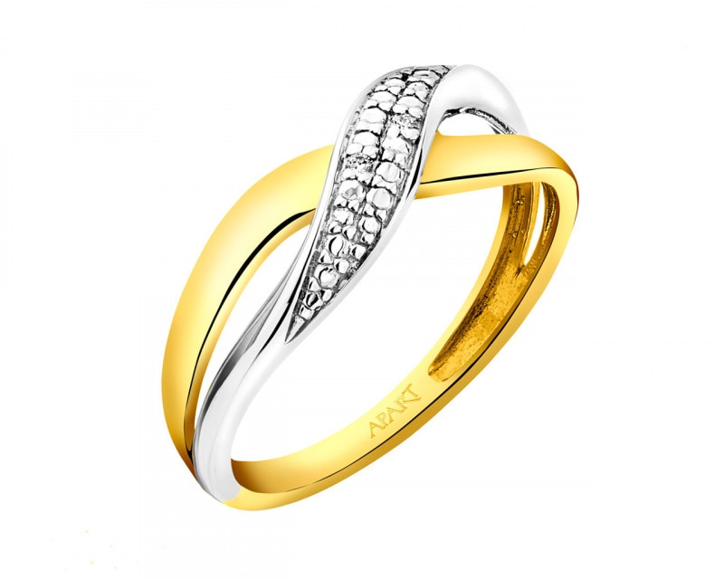 Prsten ze žlutého zlata s brilianty 0,008 ct - ryzost 585